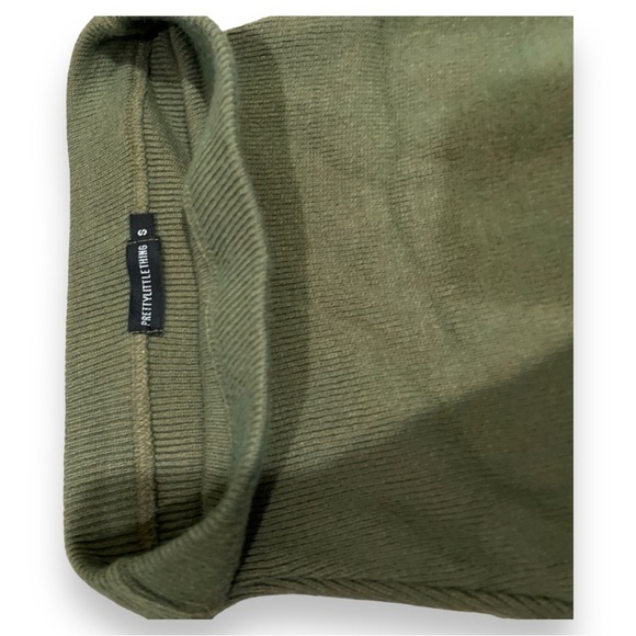 Olive Green Ribbed Knitted Midi Skirt - Picture 6 of 7